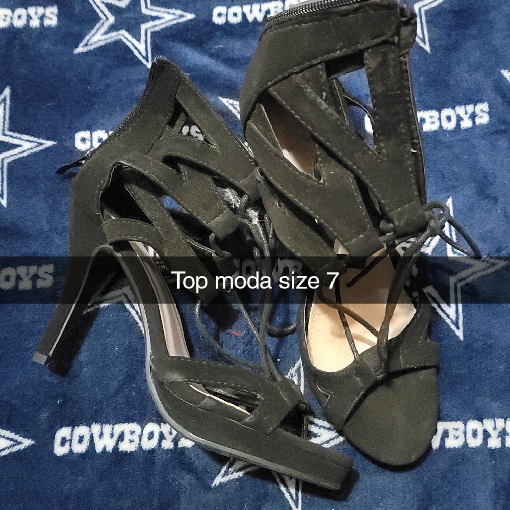 TOP Moda Women's Black Strappy Heels